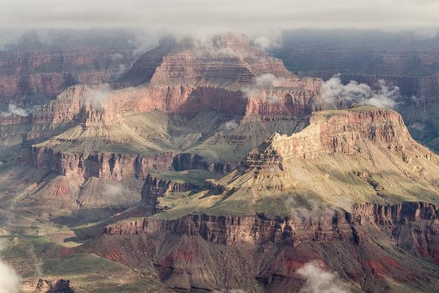 Layered red and tan cliffs of the Grand Canyon seen from Mather Point
